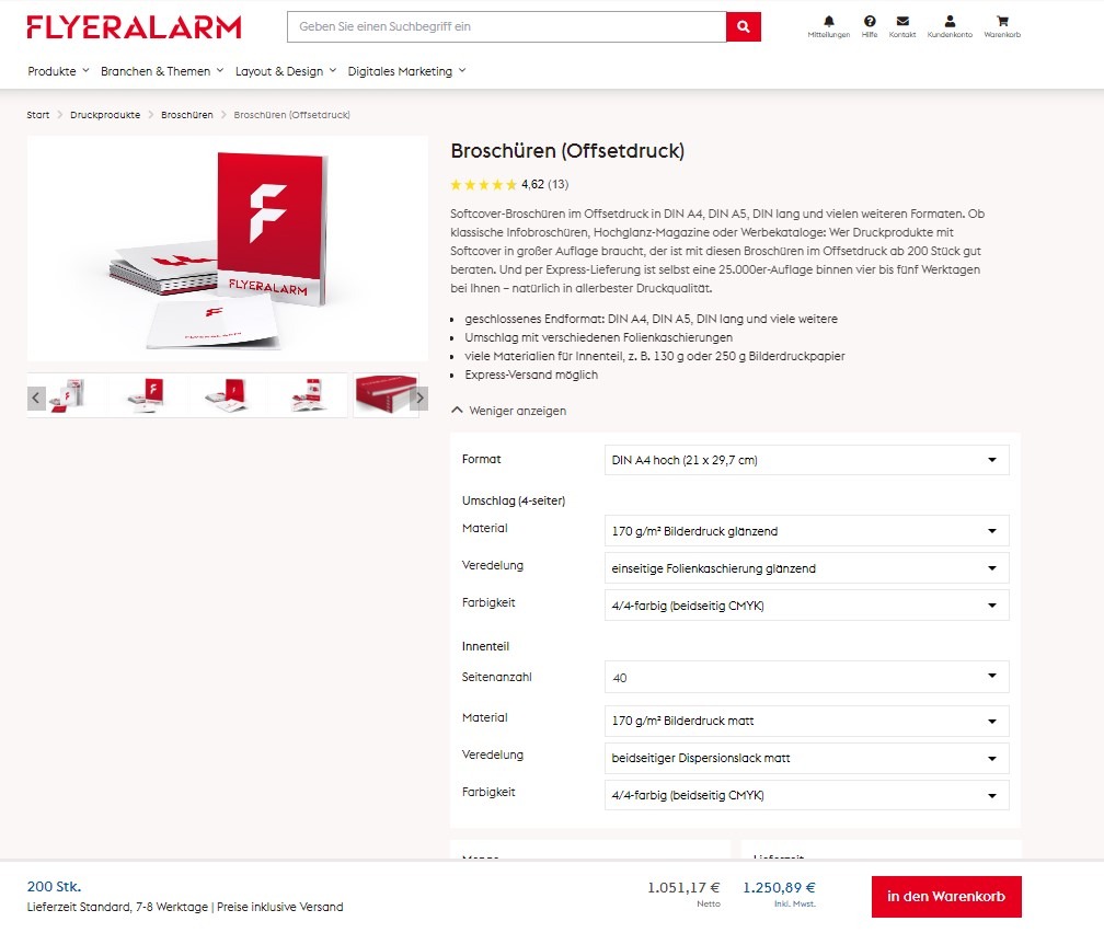 Broschüren konfigurieren im FLYERALARM Shop